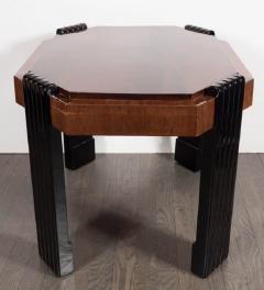 Art Deco Streamlined Octagonal Occasional Table in Bookmatched Burled Walnut - 1522701