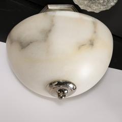 Art Deco Style Alabaster Pendant Chandelier with Chrome Fittings - 3703148