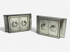 Art Deco Style Antique Glass Painted Wood Concave Mirrored Cabinets - 4338000