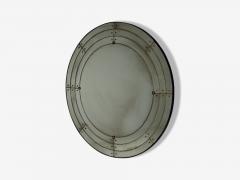 Art Deco Style Antique Glass Painted Wood Round Venetian Wall Mirror - 4604784