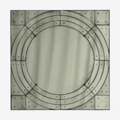Art Deco Style Antique Glass Painted Wood Square Venetian Wall Mirror - 4793883