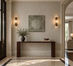Art Deco Style Antique Glass Painted Wood Square Venetian Wall Mirror - 4793884