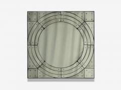 Art Deco Style Antique Glass Painted Wood Square Venetian Wall Mirror - 4793885