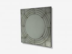 Art Deco Style Antique Glass Painted Wood Square Venetian Wall Mirror - 4793886