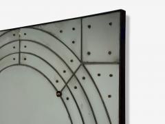 Art Deco Style Antique Glass Painted Wood Square Venetian Wall Mirror - 4793887
