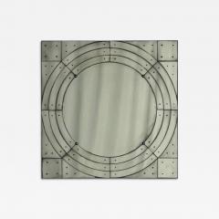 Art Deco Style Antique Glass Painted Wood Square Venetian Wall Mirror - 4796118
