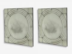 Art Deco Style Antique Glass Painted Wood Square Venetian Wall Mirrors - 4637219