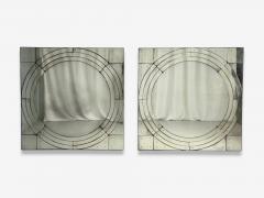 Art Deco Style Antique Glass Painted Wood Square Venetian Wall Mirrors - 4637224