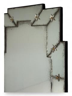 Art Deco Style Antique and Beveled Glass Venetian Wall Mirror - 4407609