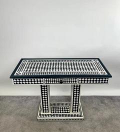 Art Deco Style Black White Resin Console Table in Diamond Pattern - 4040382