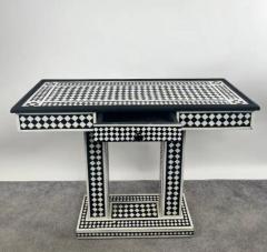 Art Deco Style Black White Resin Console Table in Diamond Pattern - 4040385