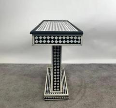 Art Deco Style Black White Resin Console Table in Diamond Pattern - 4040391