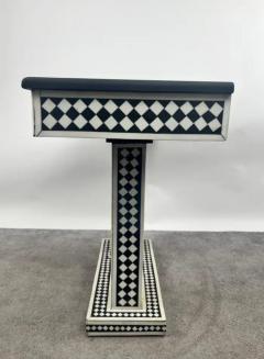 Art Deco Style Black White Resin Console Table in Diamond Pattern - 4040394