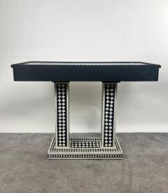 Art Deco Style Black White Resin Console Table in Diamond Pattern - 4040397