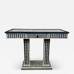 Art Deco Style Black White Resin Console Table in Diamond Pattern - 4043200