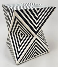 Art Deco Style Black and White Resin Sculptural Side End Table or Stool a Pair - 3508241