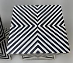 Art Deco Style Black and White Resin Sculptural Side End Table or Stool a Pair - 3508245
