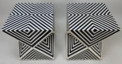 Art Deco Style Black and White Resin Sculptural Side End Table or Stool a Pair - 3508248