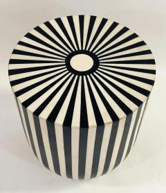 Art Deco Style Black and White Resin Side End Table or Stool - 3564257