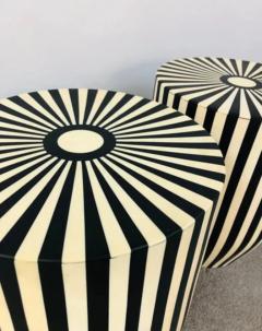 Art Deco Style Black and White Resin Side End Table or Stool a Pair - 2866075
