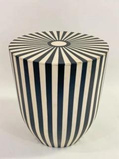 Art Deco Style Black and White Resin Side End Table or Stool a Pair - 2866163