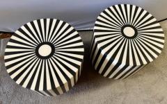 Art Deco Style Black and White Resin Side End Table or Stool a Pair - 2866169