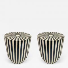 Art Deco Style Black and White Resin Side End Table or Stool a Pair - 2890776