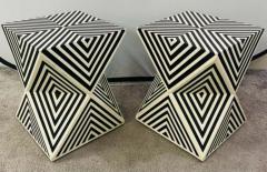 Art Deco Style Black and White Resin Side End Table or Stool a Pair - 2866108