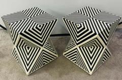 Art Deco Style Black and White Resin Side End Table or Stool a Pair - 2866175