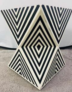 Art Deco Style Black and White Resin Side End Table or Stool a Pair - 2866185