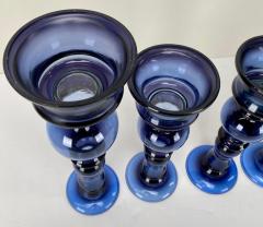 Art Deco Style Blue Bubble Design Candle Holder A set of 4 - 3382184