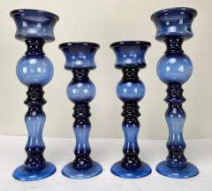 Art Deco Style Blue Bubble Design Candle Holder A set of 4 - 3382189