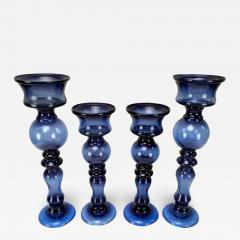 Art Deco Style Blue Bubble Design Candle Holder A set of 4 - 3384382