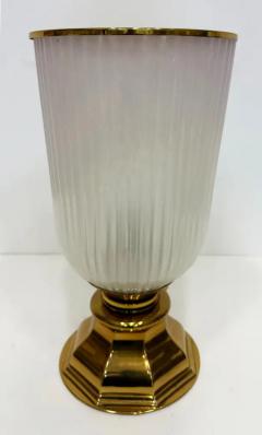 Art Deco Style Brass and Glass Urn Torchier Table Lamps Pair - 4125673
