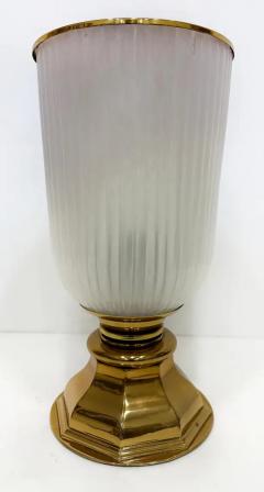 Art Deco Style Brass and Glass Urn Torchier Table Lamps Pair - 4125674