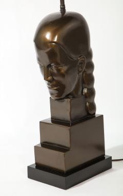 Art Deco Style Bronze Bust Mounted as a Lamp - 1758202