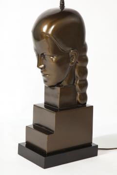 Art Deco Style Bronze Bust Mounted as a Lamp - 1758204