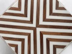 Art Deco Style Brown White Sculptural Resin Walnut Side or End Table a Pair - 4047228