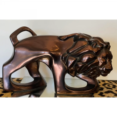 Art Deco Style Carl Schultz Luster Pottery Lion Sculpture - 2869783