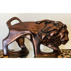 Art Deco Style Carl Schultz Luster Pottery Lion Sculpture - 2869784