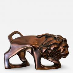 Art Deco Style Carl Schultz Luster Pottery Lion Sculpture - 2879174