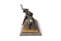 Art Deco Style Cast Metal and Marble Sculpture of Three Marching Elephants - 4197060