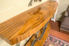 Art Deco Style Console Table Mid Century Modern Heavy Three Chrome Loops - 2953090
