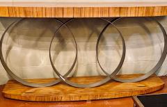 Art Deco Style Console Table Mid Century Modern Heavy Three Chrome Loops - 2953095