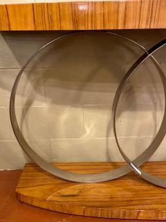 Art Deco Style Console Table Mid Century Modern Heavy Three Chrome Loops - 2953097