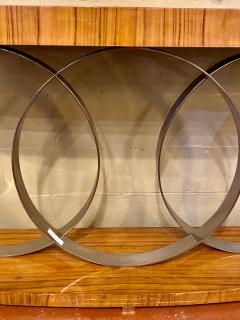 Art Deco Style Console Table Mid Century Modern Heavy Three Chrome Loops - 2953098