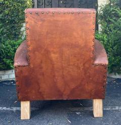 Art Deco Style Distressed Leather Club Chair - 3069515