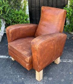 Art Deco Style Distressed Leather Club Chair - 3069524