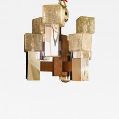 Art Deco Style Glass and Burl Wood Chandelier with 12 Lights and 2 Tier - 2956919