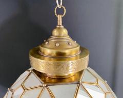 Art Deco Style Globe White Milk Brass Chandelier Pendant or Lantern - 3037751